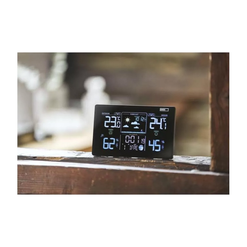 Station météo sans fil avec réveil 5V/3xAAA + 2xAAA noir