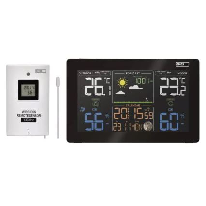 Station météo sans fil avec réveil 5V/3xAAA + 2xAAA noir