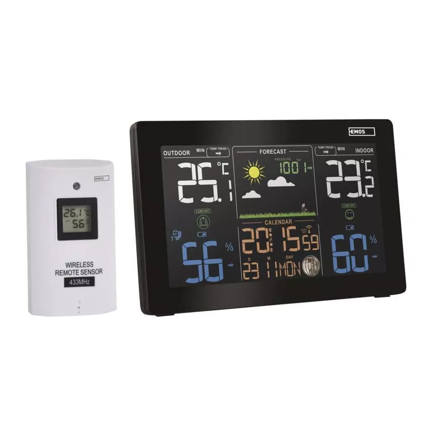 Station météo sans fil avec réveil 5V/3xAAA + 2xAAA noir