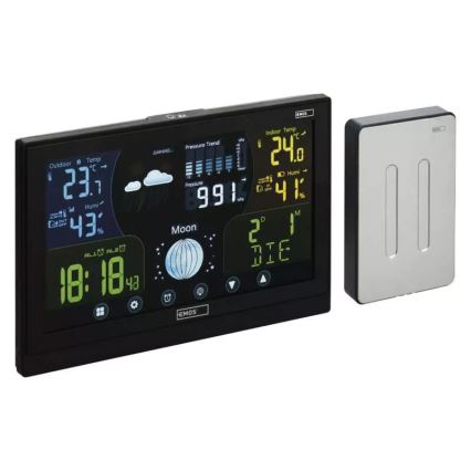 Station météo sans fil avec réveil 3xAAA/5V + 2xAAA noir