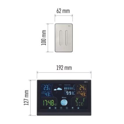Station météo sans fil avec réveil 3xAAA/5V + 2xAAA noir