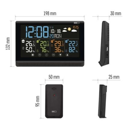 Station météo sans fil avec trois capteurs 5V/3xAAA + 2xAAA