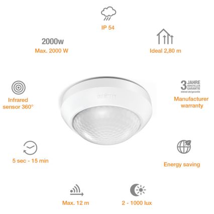 STEINEL 006532 - Bewegingsmelder voor buiten IS360-3 wit IP54