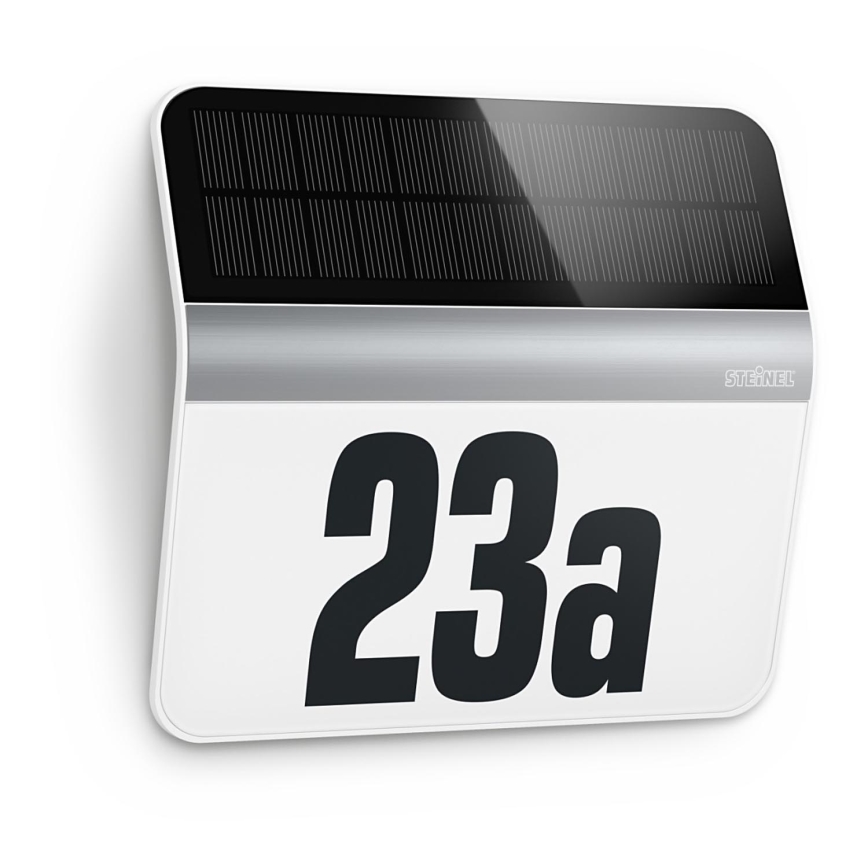 STEINEL 007140 - Numéro de maison solaire LED XSolar LH-N LED/0,03W acier inoxydable IP44 2500 mAh