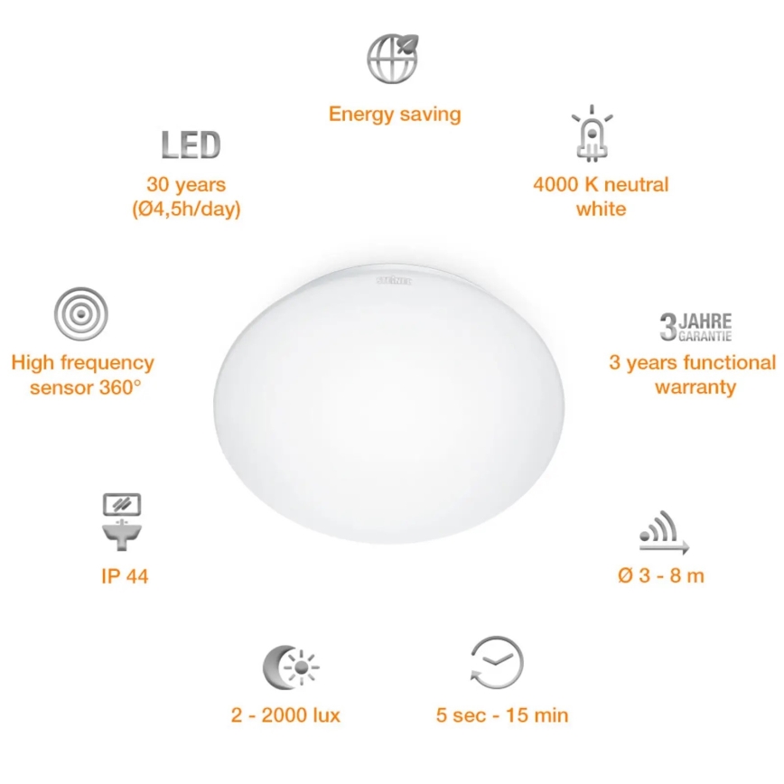 STEINEL 008383 - LED Badkamerlamp met sensor RS16LED LED/9,5W/230V IP44