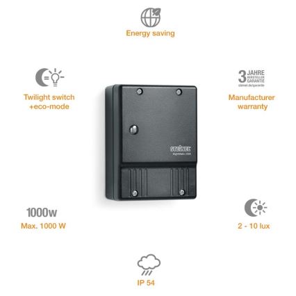 STEINEL 550318 - Schemerlichtschakelaar NightMatic 2000 zwart IP54