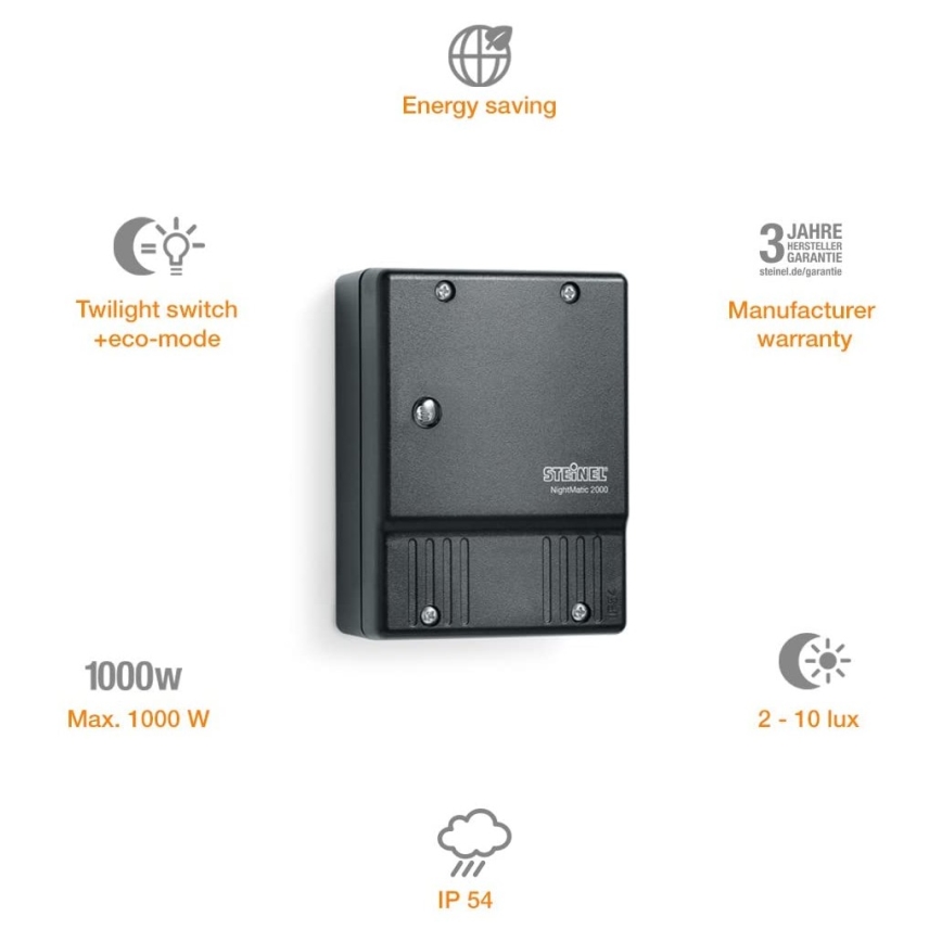 STEINEL 550318 - Schemerlichtschakelaar NightMatic 2000 zwart IP54