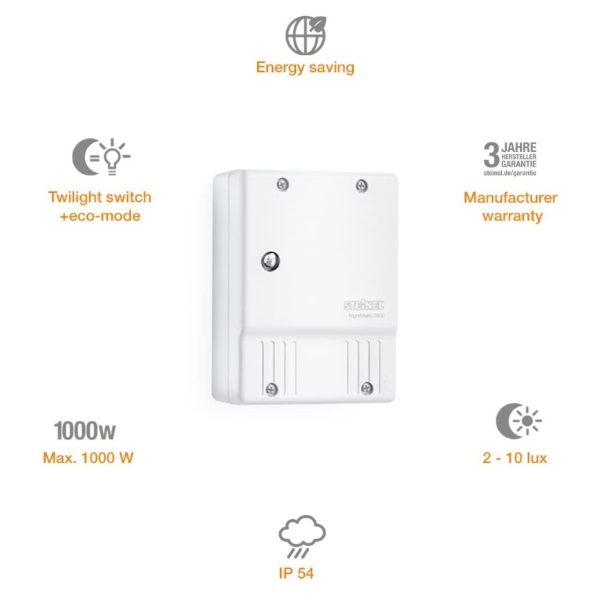 STEINEL 550417 - Détecteur crépusculaire NightMatic 2000 blanc IP54