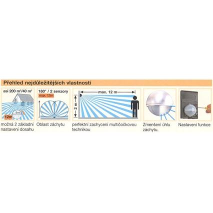 STEINEL 603618 - Détecteur de mouvement extérieur IS 180-2 acier inoxydable IP54