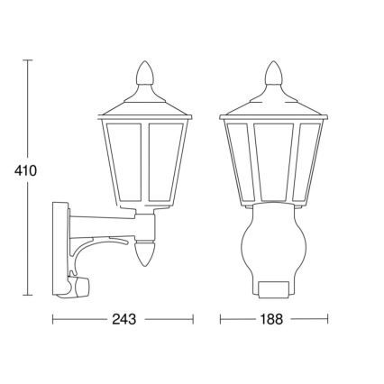 Steinel 617813 - Wandlamp voor buiten met bewegingssensor L 15 1xE27/60W/230V IP44