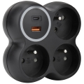 Stekkerdoos 3x 15A met USB-A en USB-C, zwart