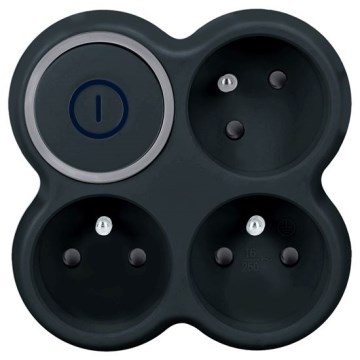 Stekkerdoos met schakelaar 3×10 A, zwart