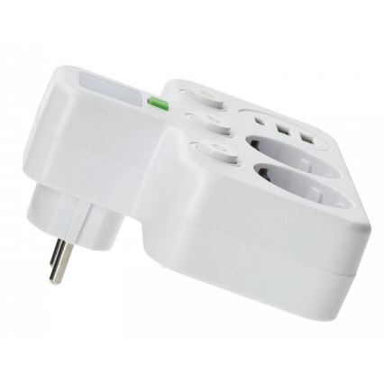 Stekkerdoos met schakelaar en LED-verlichting LINEA PRO 2Z + 3xUSB A/C SCHUKO 4000K wit