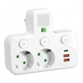 Stekkerdoos met schakelaar en LED-verlichting LINEA PRO 2Z + 3xUSB A/C SCHUKO 4000K wit