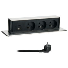 Stekkerdoos voor tafelblad 3x230V + USB-A + USB-C