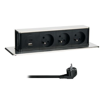 Stekkerdoos voor tafelblad 3x230V + USB-A + USB-C