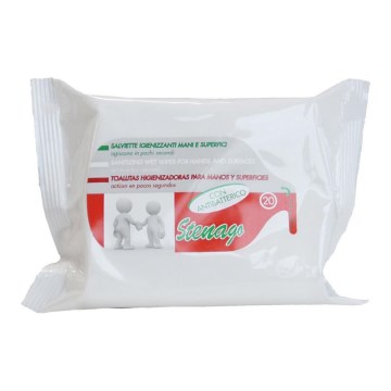 Stenago - Lingettes humides antibactériennes 20 pcs