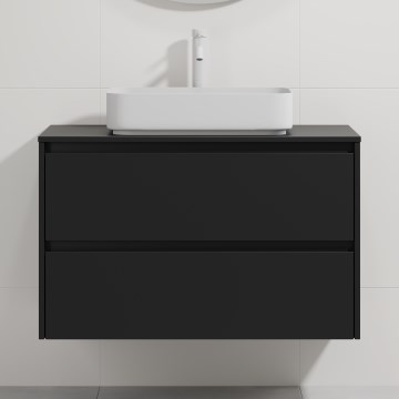 Stijlvol badmeubel met wastafel TRONDHEIM/LJORDAL 90x57x46 cm zwart/wit