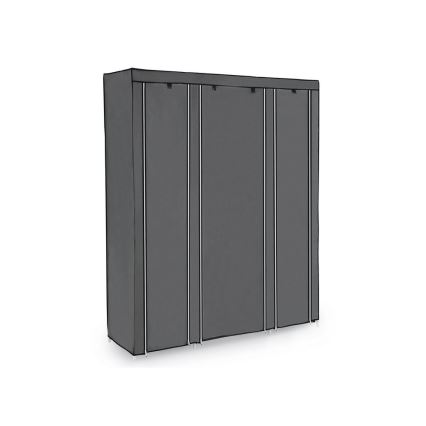 Stoffen kledingkast MATIS 150x175 cm met planken en kledingstang, grijs