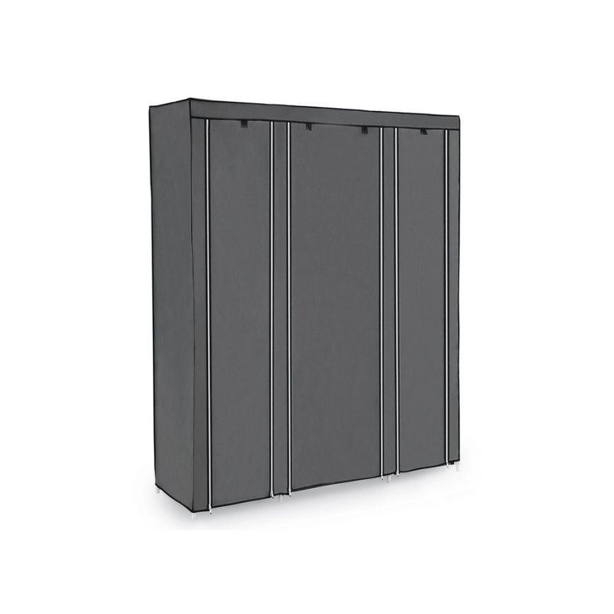 Stoffen kledingkast MATIS 150x175 cm met planken en kledingstang, grijs