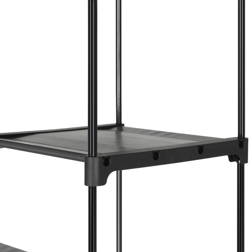 Stoffen kledingkast met planken en kledingstang MATIS 140x174 cm, zwart