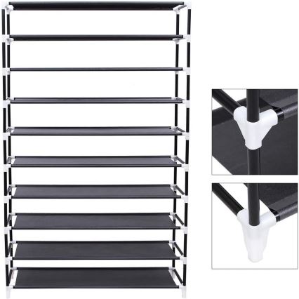 Stoffen opbergkast met planken MATIS 100x162 cm zwart