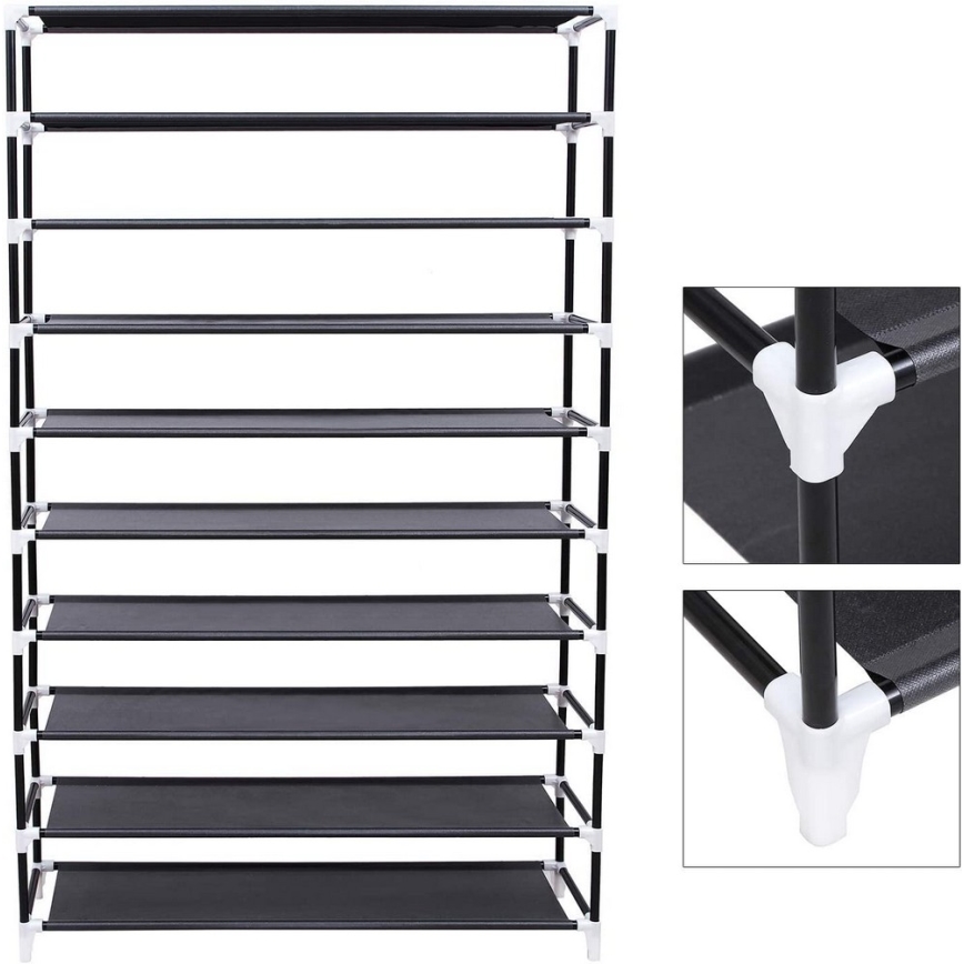 Stoffen opbergkast met planken MATIS 100x162 cm zwart