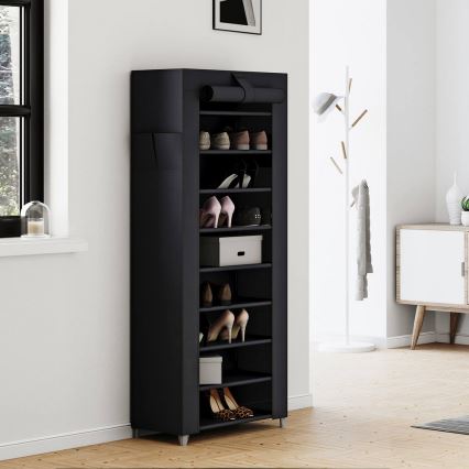Stoffen opbergkast met planken MATIS 58x160 cm zwart