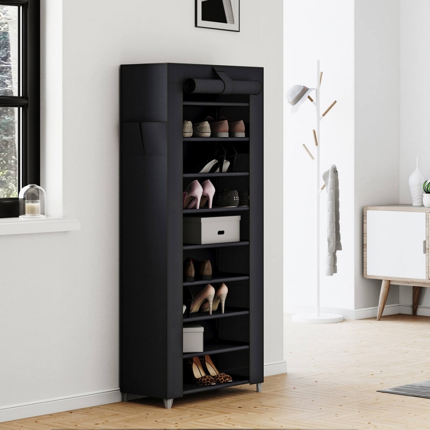 Stoffen opbergkast met planken MATIS 58x160 cm zwart