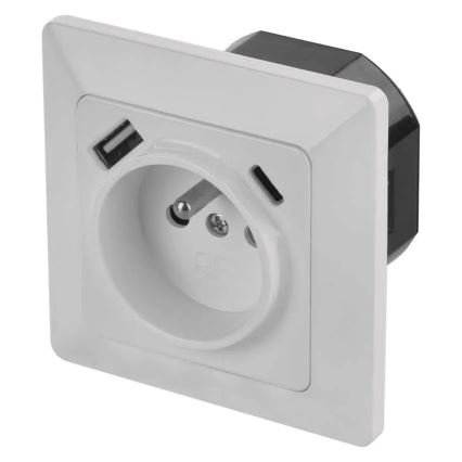 Stopcontact met USB-A en USB-C