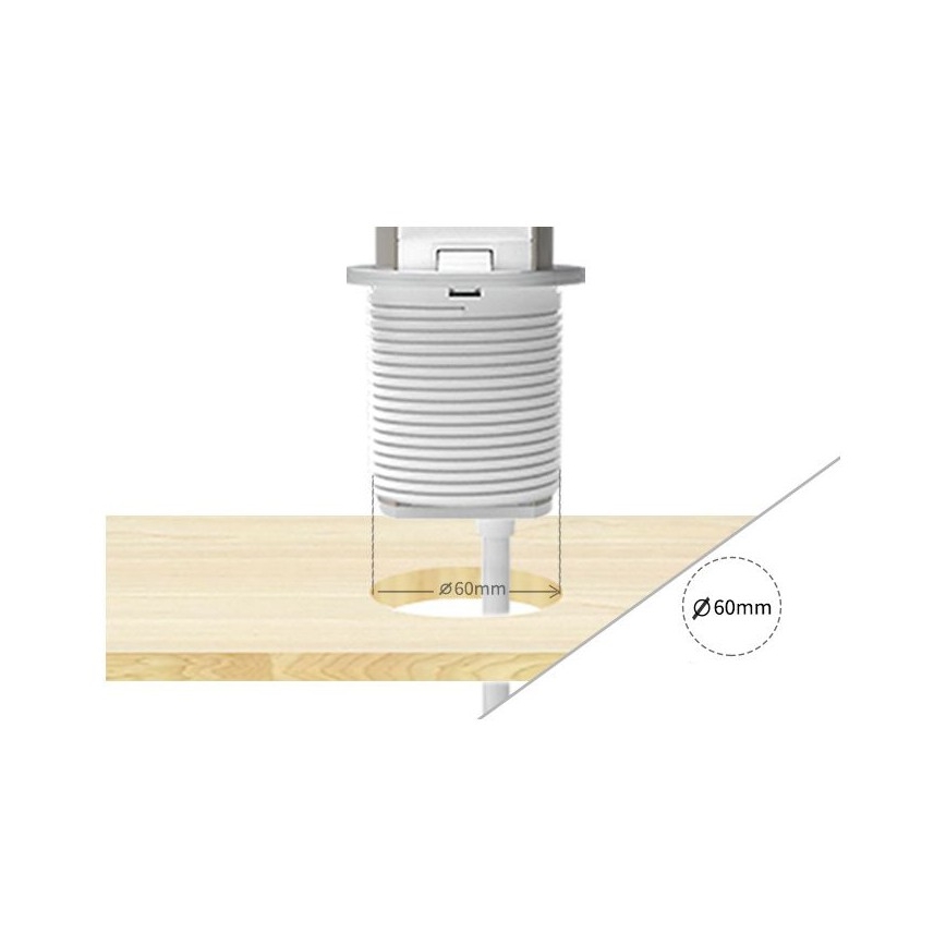 Stopcontactkolom voor tafelblad 2x230V + USB-A + USB-C