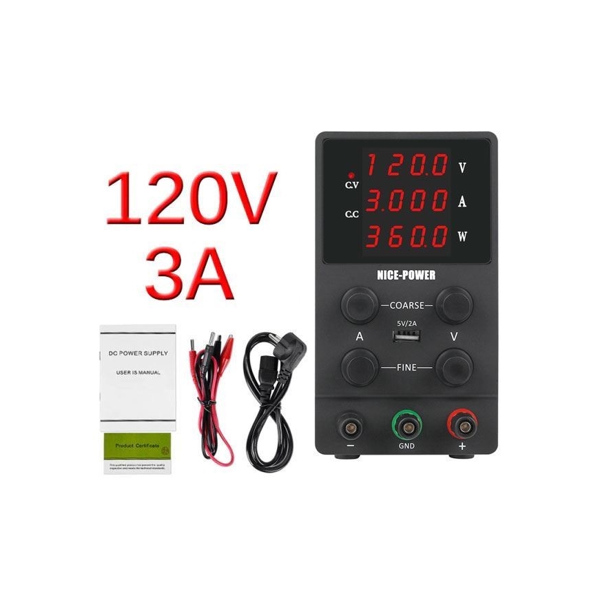 Stroombron voor het laboratorium 0-120V/0-3A