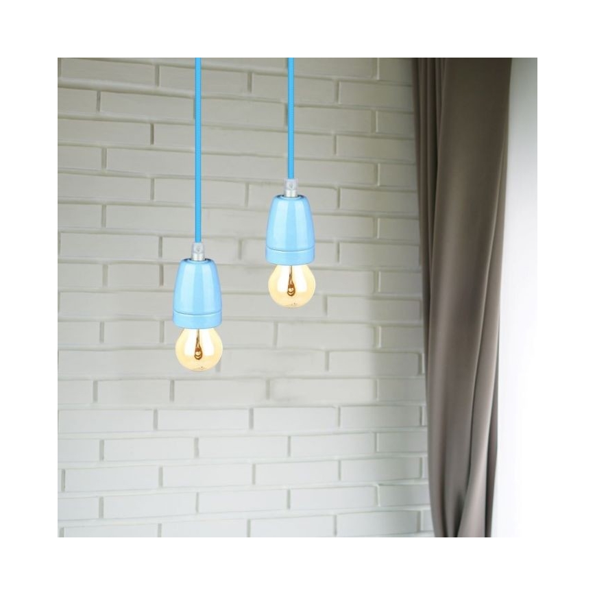 Stroomkabel 1xE27/60W/230V blauw/porselein