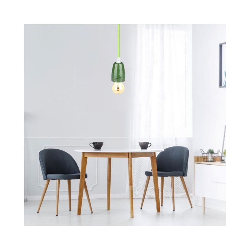 Stroomkabel 1xE27/60W/230V groen/porselein