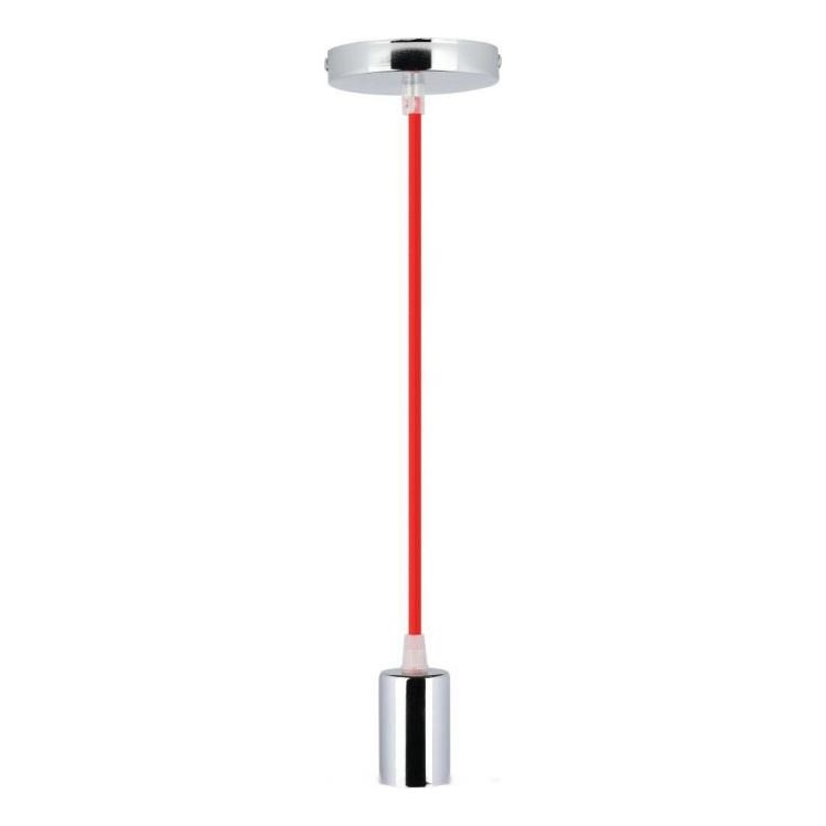 Stroomkabel 1xE27/60W/230V rood/glanzend chroom