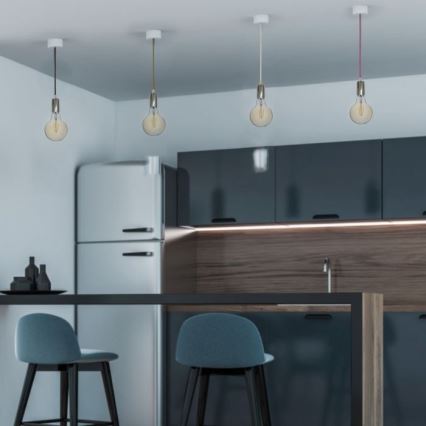Stroomkabel 1xE27/60W/230V rood/glanzend chroom