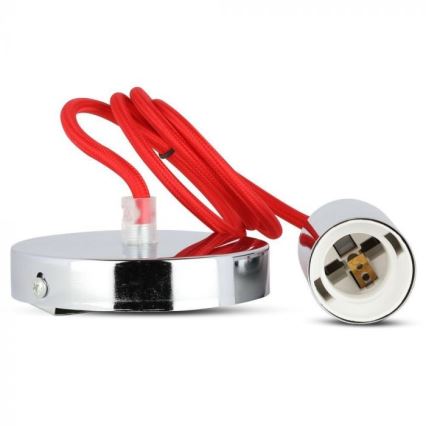 Stroomkabel 1xE27/60W/230V rood/glanzend chroom