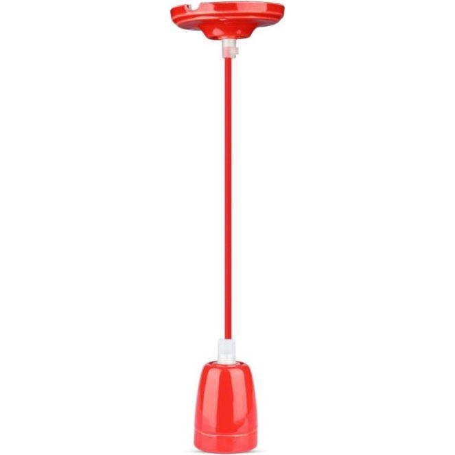 Stroomkabel 1xE27/60W/230V rood/porselein