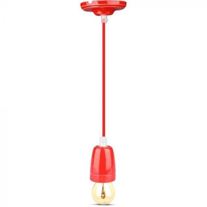 Stroomkabel 1xE27/60W/230V rood/porselein