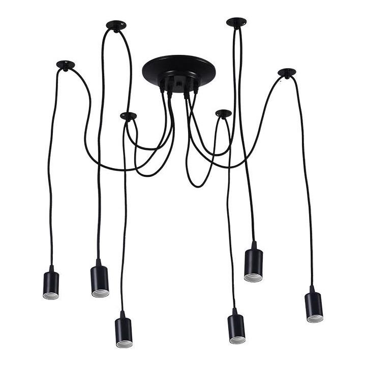 Stroomkabel 6xE27/60W/230V spin zwart