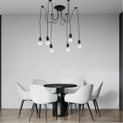 Stroomkabel 6xE27/60W/230V spin zwart