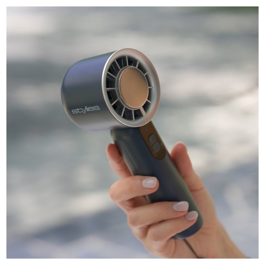 Stylies - Oplaadbare handventilator LACERTI 8W/5V 3000 mAh blauw