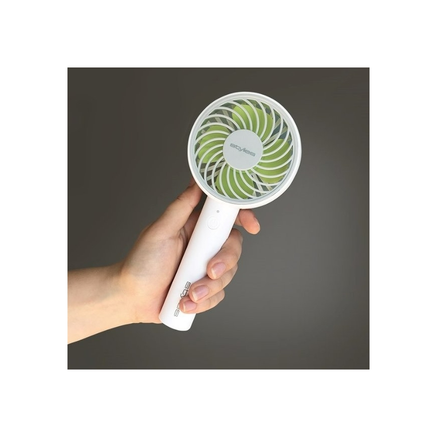 Stylies - Ventilateur à main rechargeable LACERTA 4W/5V 2500 mAh blanc