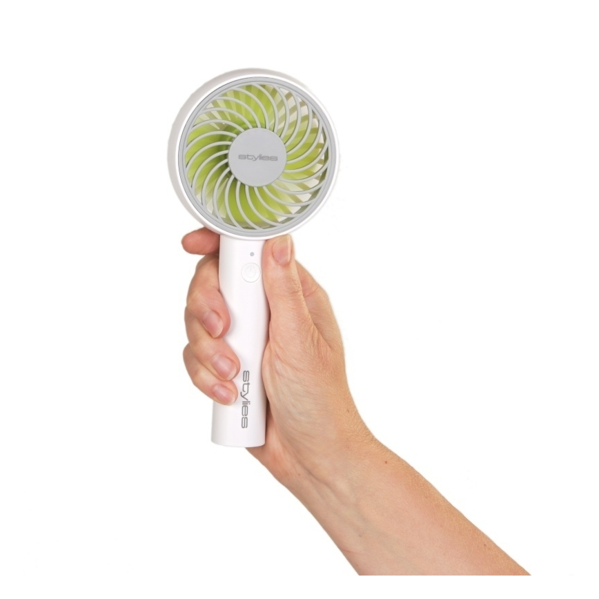 Stylies - Ventilateur à main rechargeable LACERTA 4W/5V 2500 mAh blanc