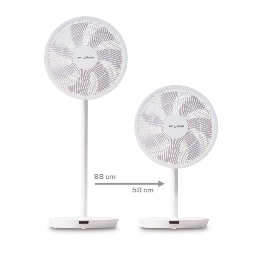 Stylies - Ventilateur sur pied ANTILA 25W/230V Ø 40 cm blanc + télécommande