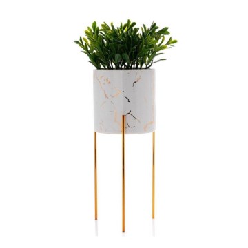 Support de pot NILA 28x11 cm blanche/dorée