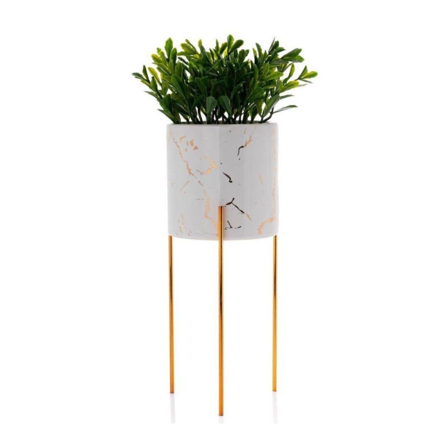 Support de pot NILA 28x11 cm blanche/dorée