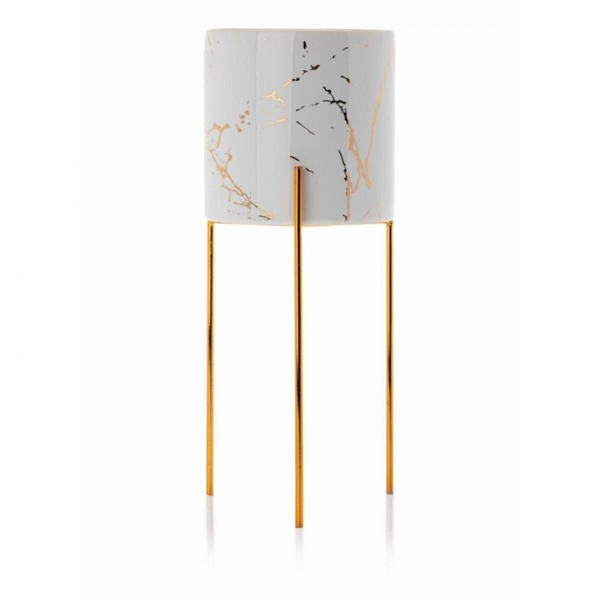 Support de pot NILA 28x11 cm blanche/dorée