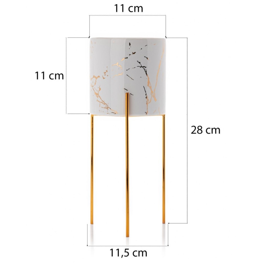 Support de pot NILA 28x11 cm blanche/dorée