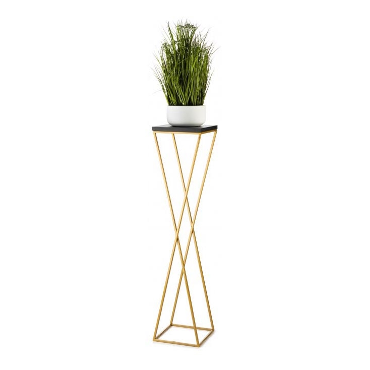 Support pot de fleur LOFT 100x24 cm doré/noir